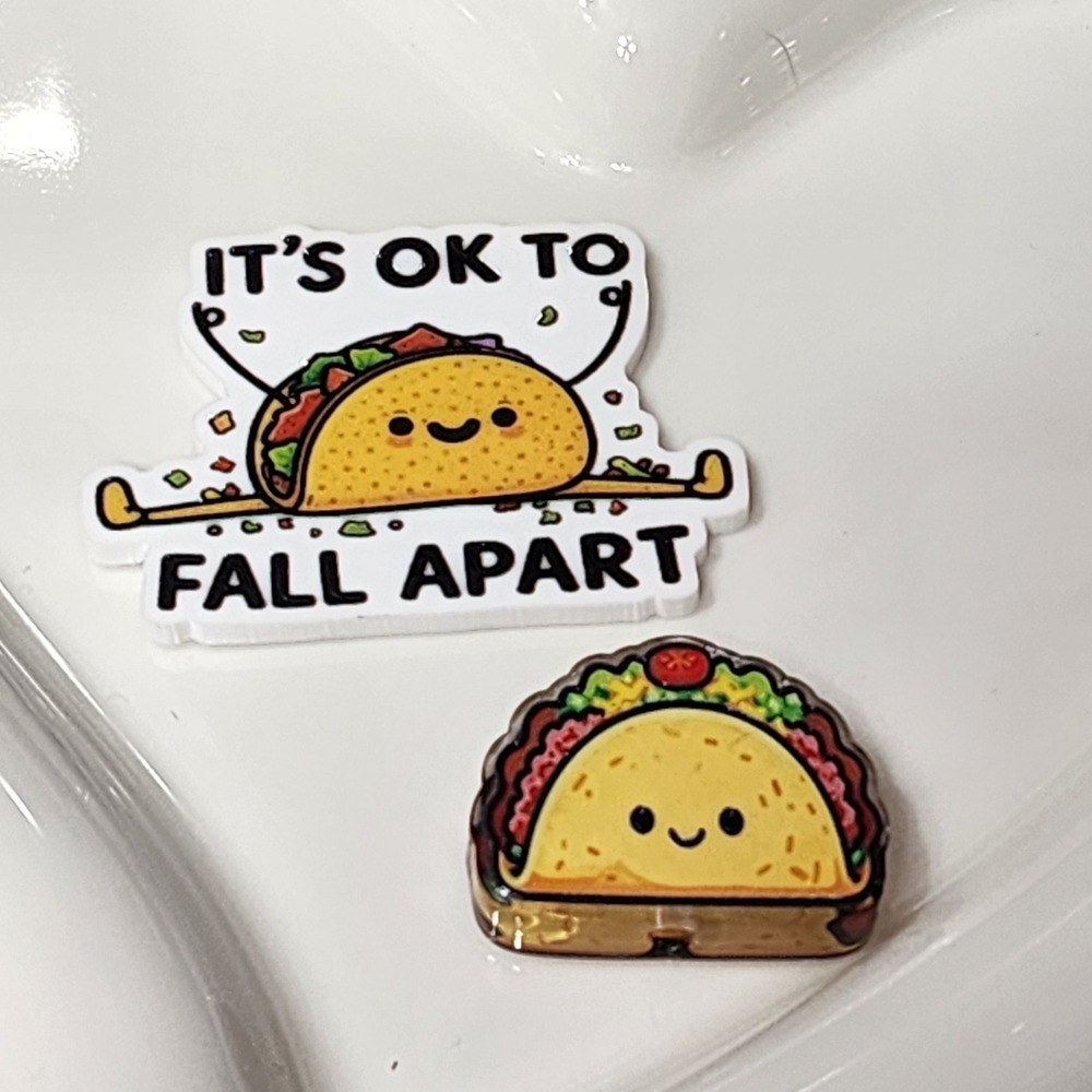 It's Ok to Fall Apart Taco Flatback Focal Bead Badge Keychain Crafts Beaded Pen